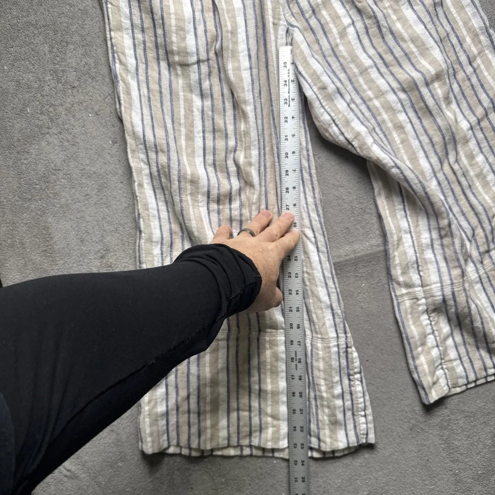 Banana‎ Republic Linen Stripe Wide Leg Pants Small Coastal Resort Beachy Chic